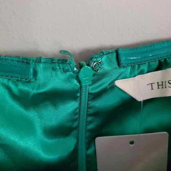 Urban Outfitters ThistlePearl Green Lace Strapless Dress Size 4 - Picture 7 of 7